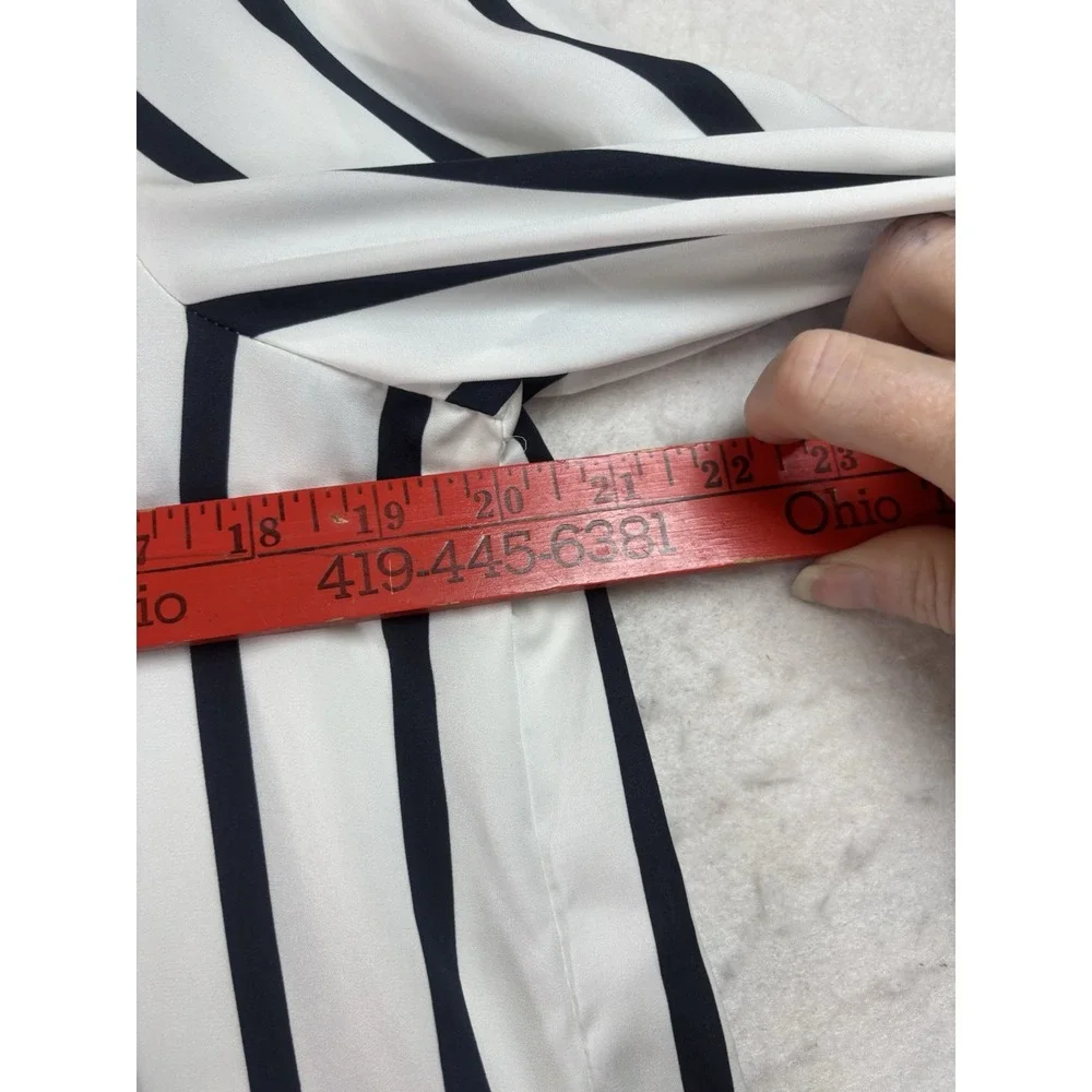 Black Tape Womens S Button Up Shirt Oversized Black Vertical Stripe On White NWT